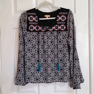 Takara Black Embroidered Blouse Sz M